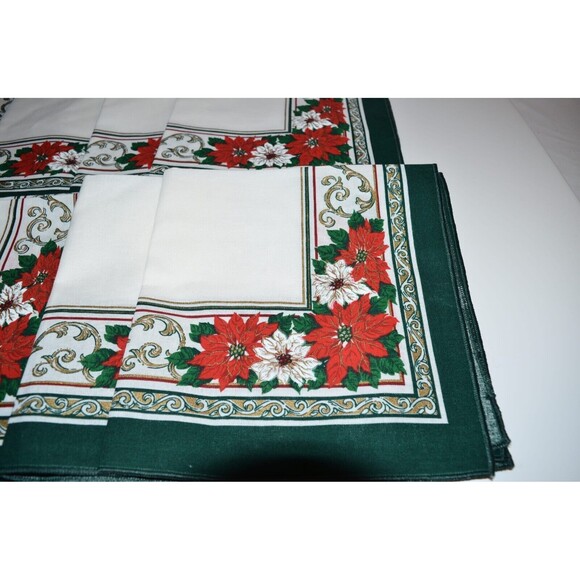 Vtg Made in Brazil SUNWEAVE Christmas Poinsettia Cotton Dinner Napkins 8 pc new - Picture 3 of 12